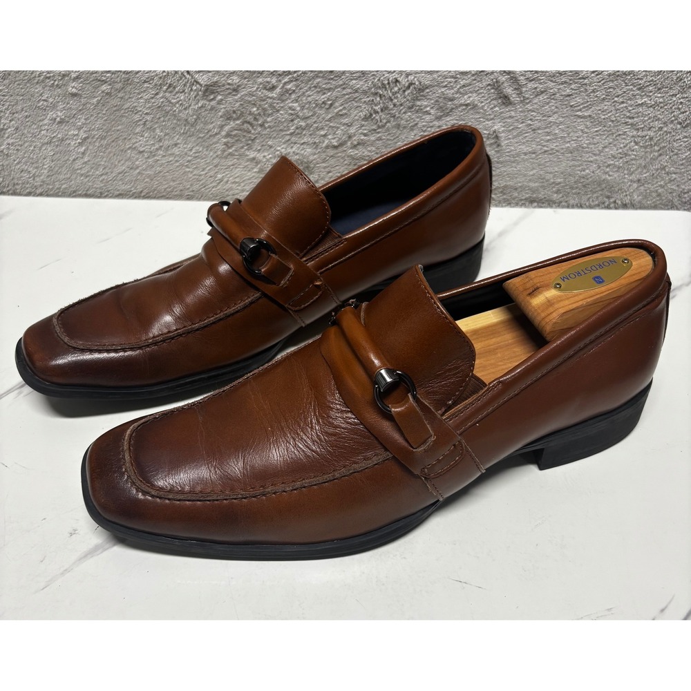 Steve Madden Shermen Loafers Mens 8 Brown Good Leather Bit Slip On Square Toe
